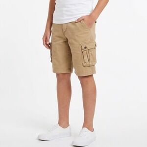 Wonder Nation Boys Khaki Cargo Shorts Size 18 Tan Stretch Cotton Utility